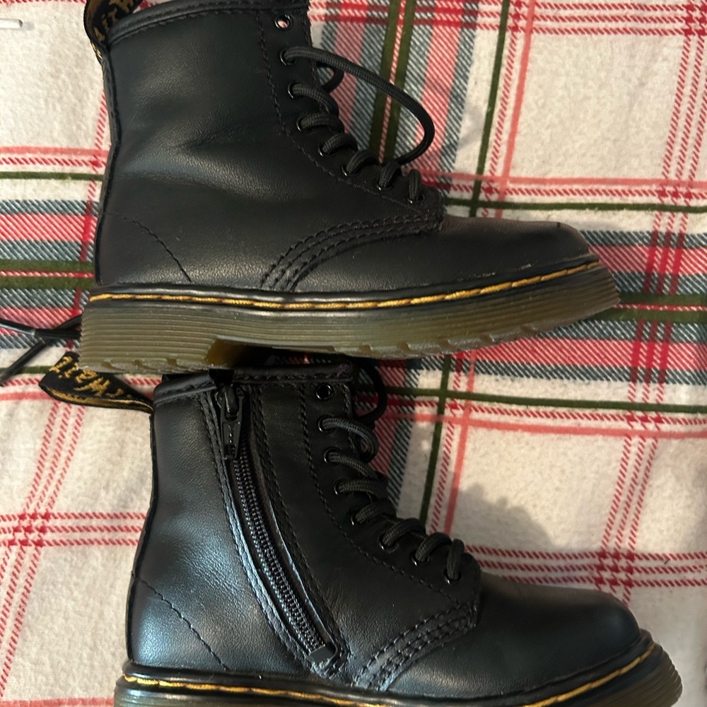 Dr. Martens Black Leather Boots with Side Zipper